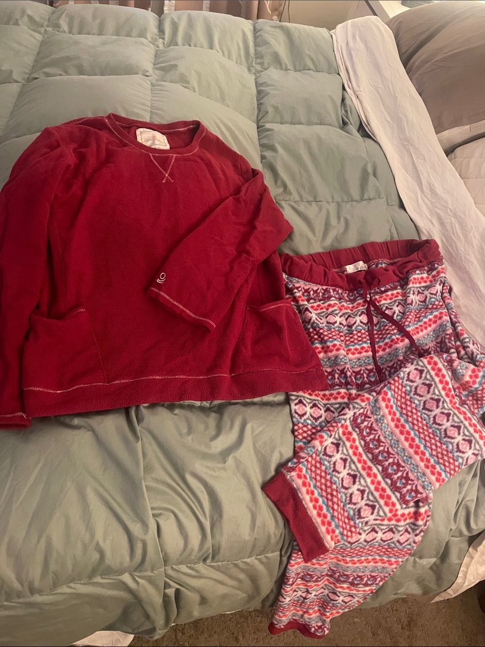 Two-Piece Pajama Set with Patterned Pants